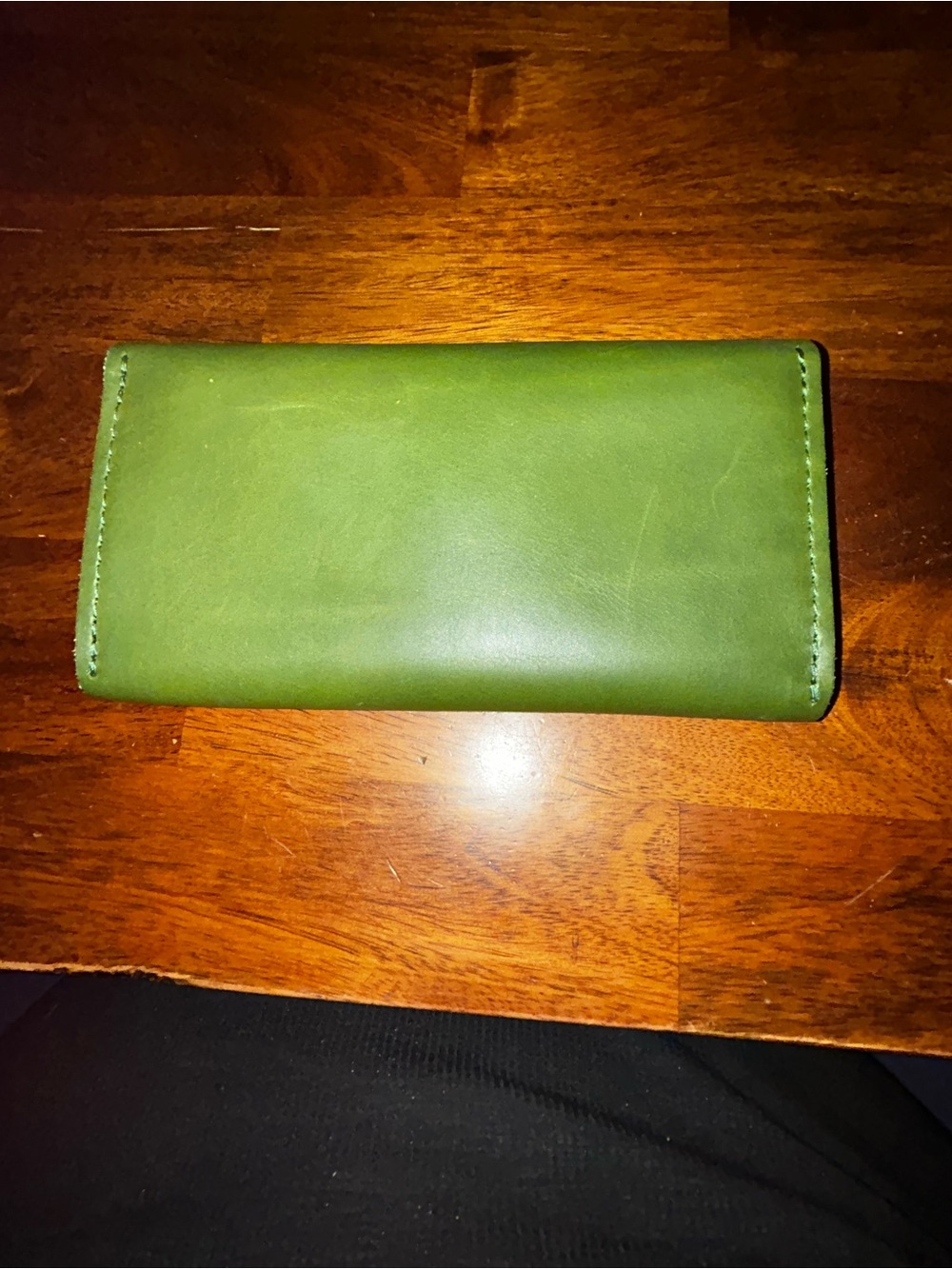 Portland Leather Goods Bozeman Pine Green Leather Snap Wallet with Tree Logo - Picture 4 of 12